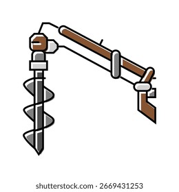 post buraco digger trator cor ícone vetor. post buraco digger trator sinal. símbolo isolado ilustração