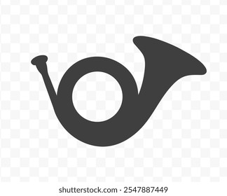 Post horn icon symbol shape. Postal signal horn logo sign. Mail alert. Vector illustration image. Isolated on white background.