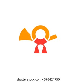 Post horn icon vector, filled flat sign, solid colorful pictogram isolated on white. Symbol, logo illustration. Pixel perfect