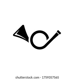 Post Horn, Music Brass Instrument, Trumpet. Flat Vector Icon illustration. Simple black symbol on white background. Post Horn, Music Brass Instrument sign design template for web and mobile UI element