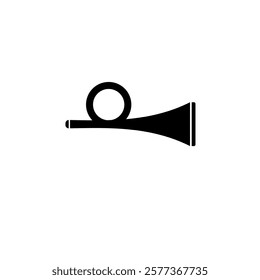 Post Horn, Music Brass Instrument, Trumpet Solid Flat Vector Icon Isolated on White Background.