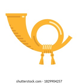 Post horn. Trumpet. Postal service symbol. Flat icon. Vector illustration.