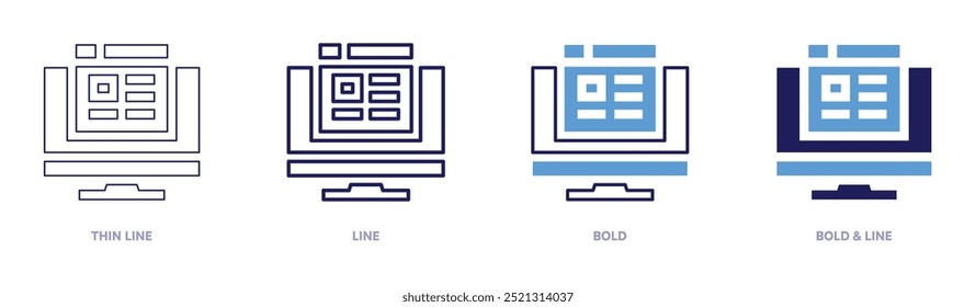 Post icon in 4 different styles. Thin Line, Line, Bold, and Bold Line. Duotone style. Editable stroke.