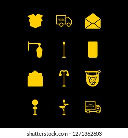 post icon set about box, envelope, no parking and streetlight vector set