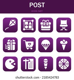 post icon set. Vector  illustrations related with Kite, Shapes and Gift