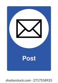 Icono del poste con el símbolo estilizado del correo o del sobre para los servicios postales con la explicación – Imagen de archivo vectorial de alta calidad