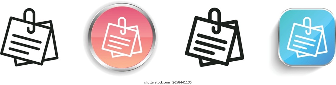 Post it icon. Thin Linear, Regular and Button Style Design Isolated On White Background