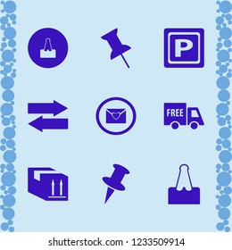 post icon. post vector icons set parking sign, left right arrows, heart envelope and parcel box