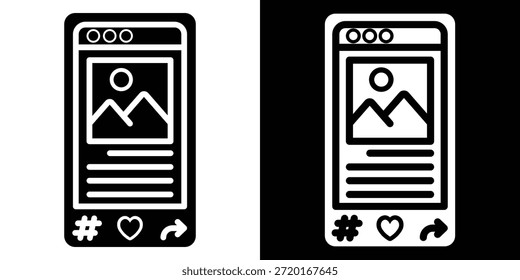 Postar estilo de glifo de ilustração de vetor de ícone no plano de fundo branco e preto