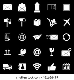 Post icons on black background, stock vector