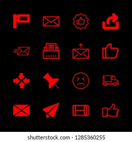 post icons set with new mail envelope, send symbol and push pin vector set