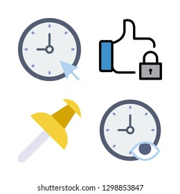 post icons set with signs, like and push pin vector set