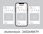 Post Instagram frame mockup with smartphone mock up template design. Vector design user interface mockup instagram feed