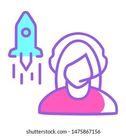 Post launch support flat line icon modern design