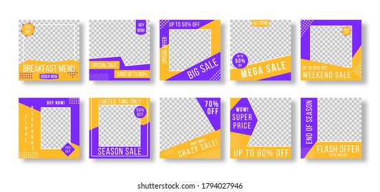 Post layout template. Editable post template social media banners for digital marketing. Promotion brand fashion. Elegant sale and discount promo. Promotional web banner for social media. Vector. 