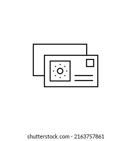 Plantilla de logotipo de Ilustración de Icono de línea delgada de postal, carta, correo, postal. Idóneo Para Muchos Fines.