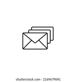 Post and letter monochrome sign. Outline symbol drawn with black thin line. Suitable for web sites, apps, stores, shops etc. Vector icon of stack of envelopes