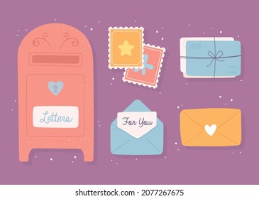 post letters mailbox icon set