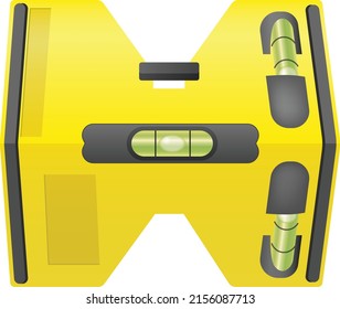 Post Level Or Post Spirit Level Isolated Vector On White Background. This Level Tool Is Used To Help Erect, Straight Posts For Fences, For Posts On A Deck Or To Help Align Ceiling Joists Rafters.