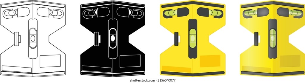 Post Level Or Post Spirit Level Isolated Vector On White Background. This Level Tool Is Used To Help Erect, Straight Posts For Fences, For Posts On A Deck Or To Help Align Ceiling Joists Rafters.