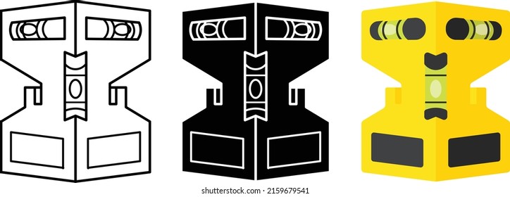 Post Level Or Post Spirit Level Isolated Vector On White Background. This Level Tool Is Used To Help Erect, Straight Posts For Fences, For Posts On A Deck Or To Help Align Ceiling Joists Rafters.