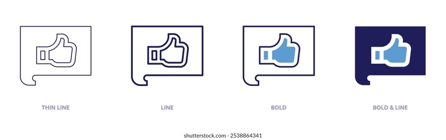 Post like icon in 4 different styles. Thin Line, Line, Bold, and Bold Line. Duotone style. Editable stroke.
