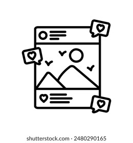 Post Likes Outline Icon, Vector illustration
