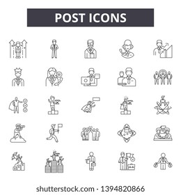 Post line icon signs.  Linear vector outline illustration set concept.