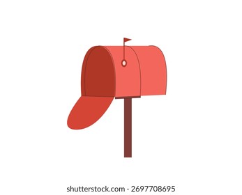 Post mail box illustration, empty red mail box