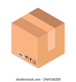 post mail cardboard box isolated