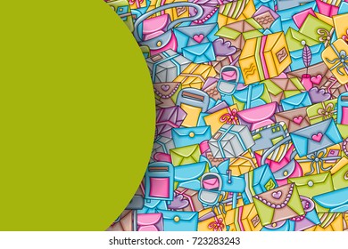 Post and mail delivery concept. 3d cartoon doodle background design. Hand drawn colorful vector illustration.