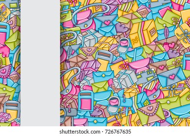 Post and mail delivery concept. 3d cartoon doodle background design. Hand drawn colorful vector illustration.