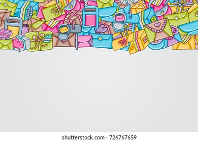 Post and mail delivery concept. 3d cartoon doodle background design. Hand drawn colorful vector illustration.