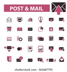 post, mail, email, message icons, signs vector concept set for infographics, mobile, website, application
