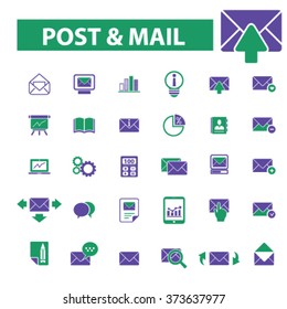 post, mail, email, message, mail  icons, signs vector concept set for infographics, mobile, website, application
