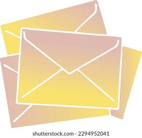 Post mail envelop to send letter, wedding invitation, birthday congratulation postcard. Delivering information old way offline. Hand drawn illustration, cartoon vintage line style vector drawing.