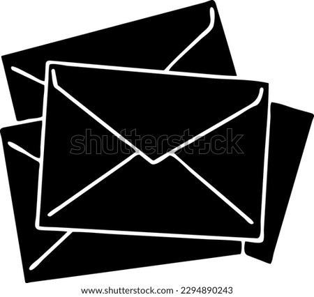 Post mail envelop to send letter, wedding invitation, birthday congratulation postcard. Delivering information old way offline. Hand drawn illustration, cartoon vintage line style vector drawing.