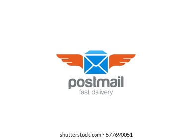 Post mail fast Delivery service Logo design vector template.
Package with Wings Logotype concept icon.