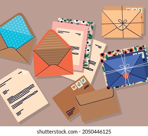 post mail illustration with letters