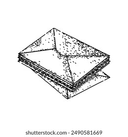 post mail paper hand drawn. e open, card envelope, note isolated post mail paper vector sketch. isolated black illustration