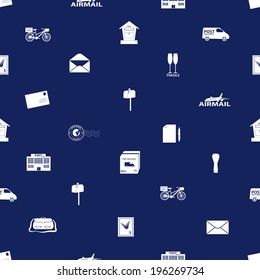 post and mail seamless blue and white pattern eps10