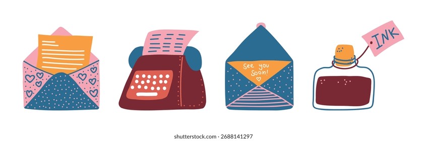 Conjunto de Objetos do Serviço de Postagem e de Correio e de Vetores de Item