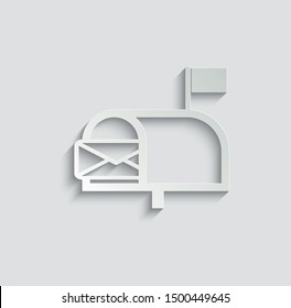  post mailbox icon. post delivery icon. post box symbol. Line symbol.  paper icon  with shadow 