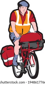 Post man colour model drawing icon