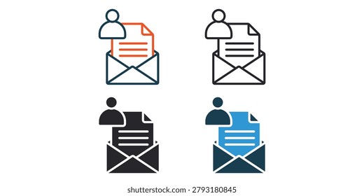 post man icons outline and Flat Style,transparent background