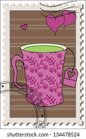 Post mark with cup of tea.