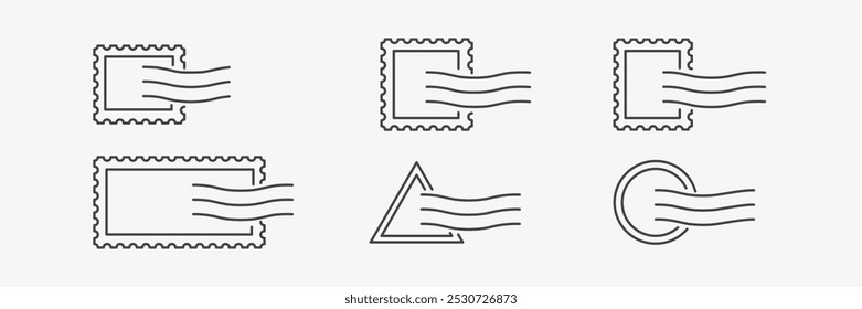 Post marks line icon illustration. Travel Stamp, letter philately marks collection. Vector illustration