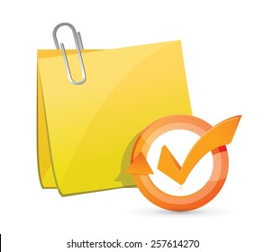 post memo check mark cycle illustration design over white