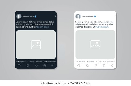 Post Mockup, post frame template and post text, modern social media app mockup