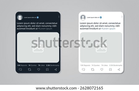 Post Mockup, post frame template and post text, modern social media app mockup